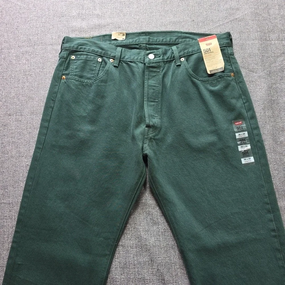 Levis 501 Original Fit Jeans Green 38x32 Straight Leg Button Fly Mens NWT